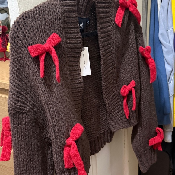 Anthropology Maeve Women’s Red Bow Cardigan NWT Size ALL - Picture 3 of 6